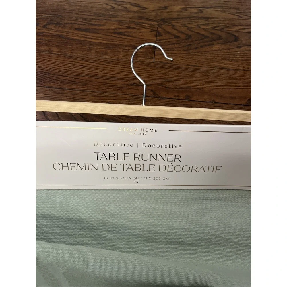 Dream Home Embroidered Floral Table Runner Terry Sage Green Spring 16